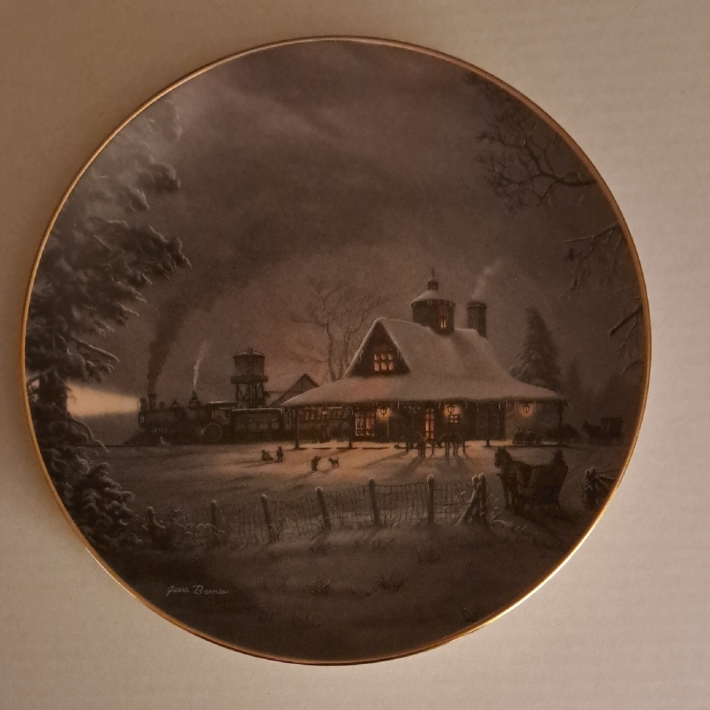 THE BRADFORD EXCHANGE 1993 Night Departure Train Plate by Jesse Barnes